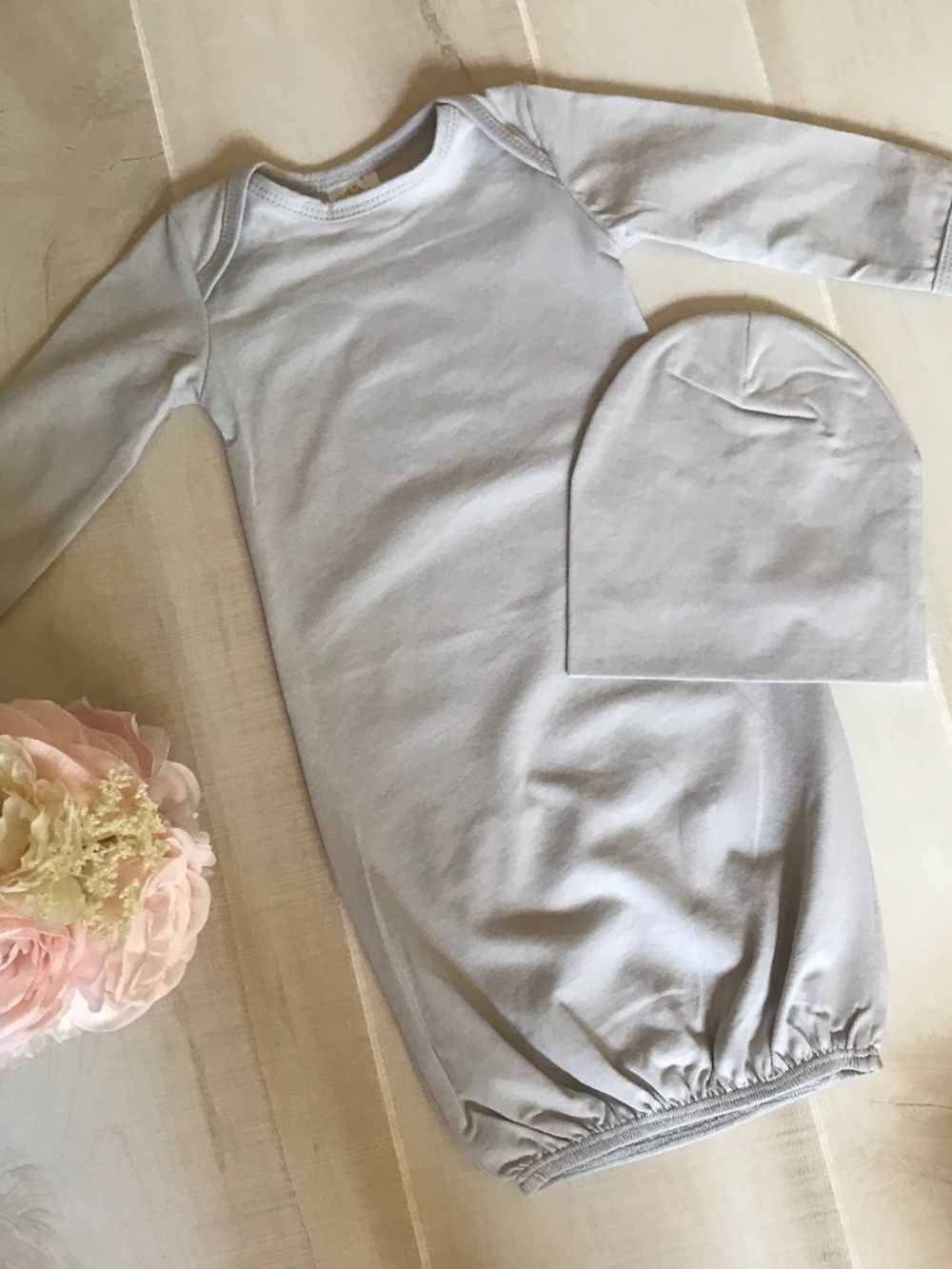 Blank baby gown and hat set by posh baby blooms